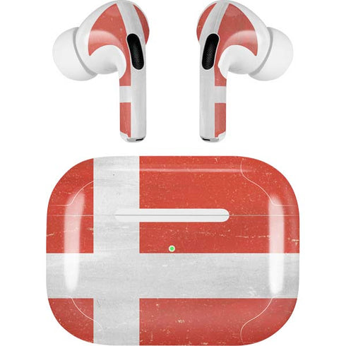 Denmark Flag Distressed AirPods Skins